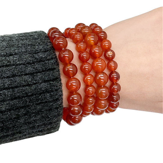 Red Carnelian Beaded Gemstone Bracelet