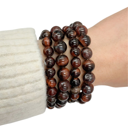 Red Tiger’s Eye Beaded Gemstone Bracelet