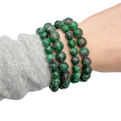 Ruby Zoisite Beaded Gemstone Bracelet