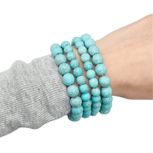 Turquoise Magnesite Beaded Gemstone Bracelet