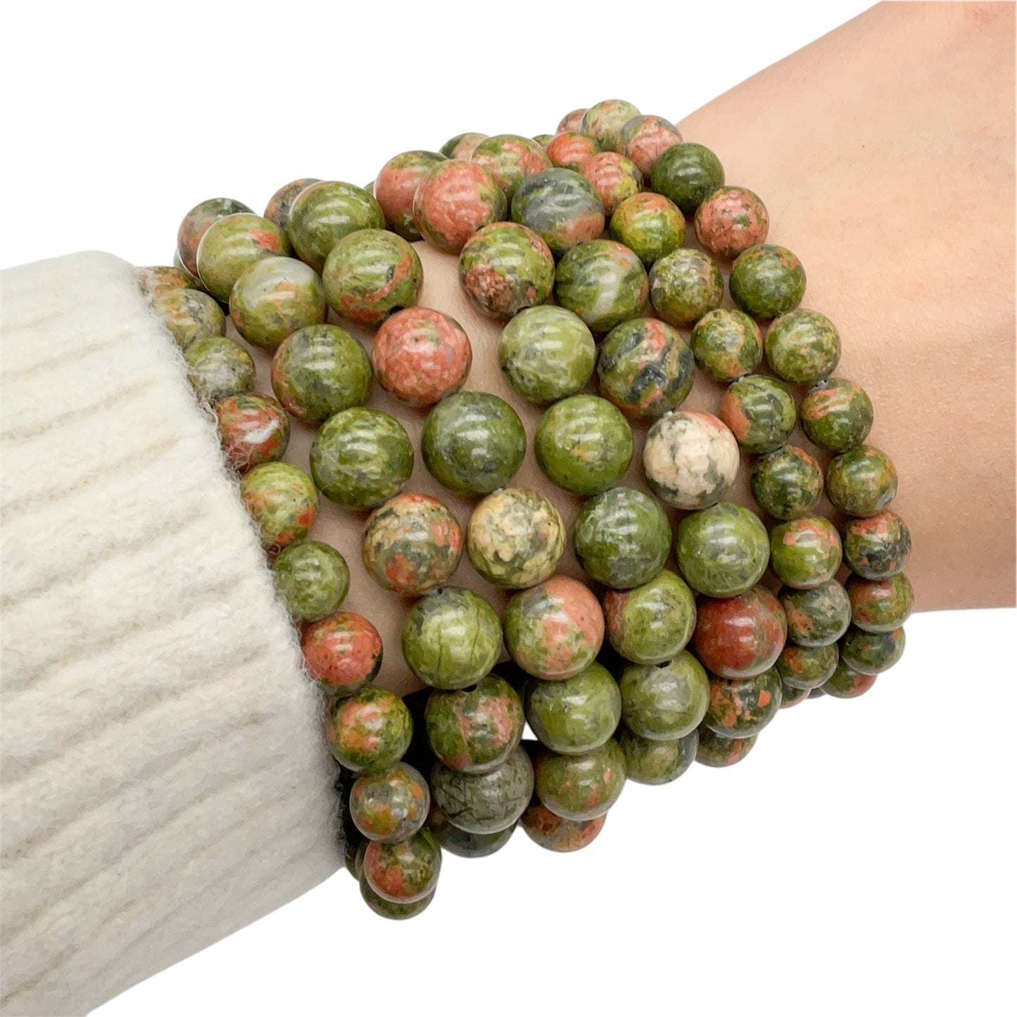 Unakite Gemstone Beaded Bracelet