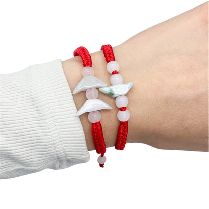 White Jade Ingot Coin Red String Bracelet