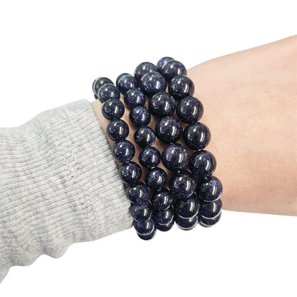 Purple Goldstone Beaded Gemstone Bracelet