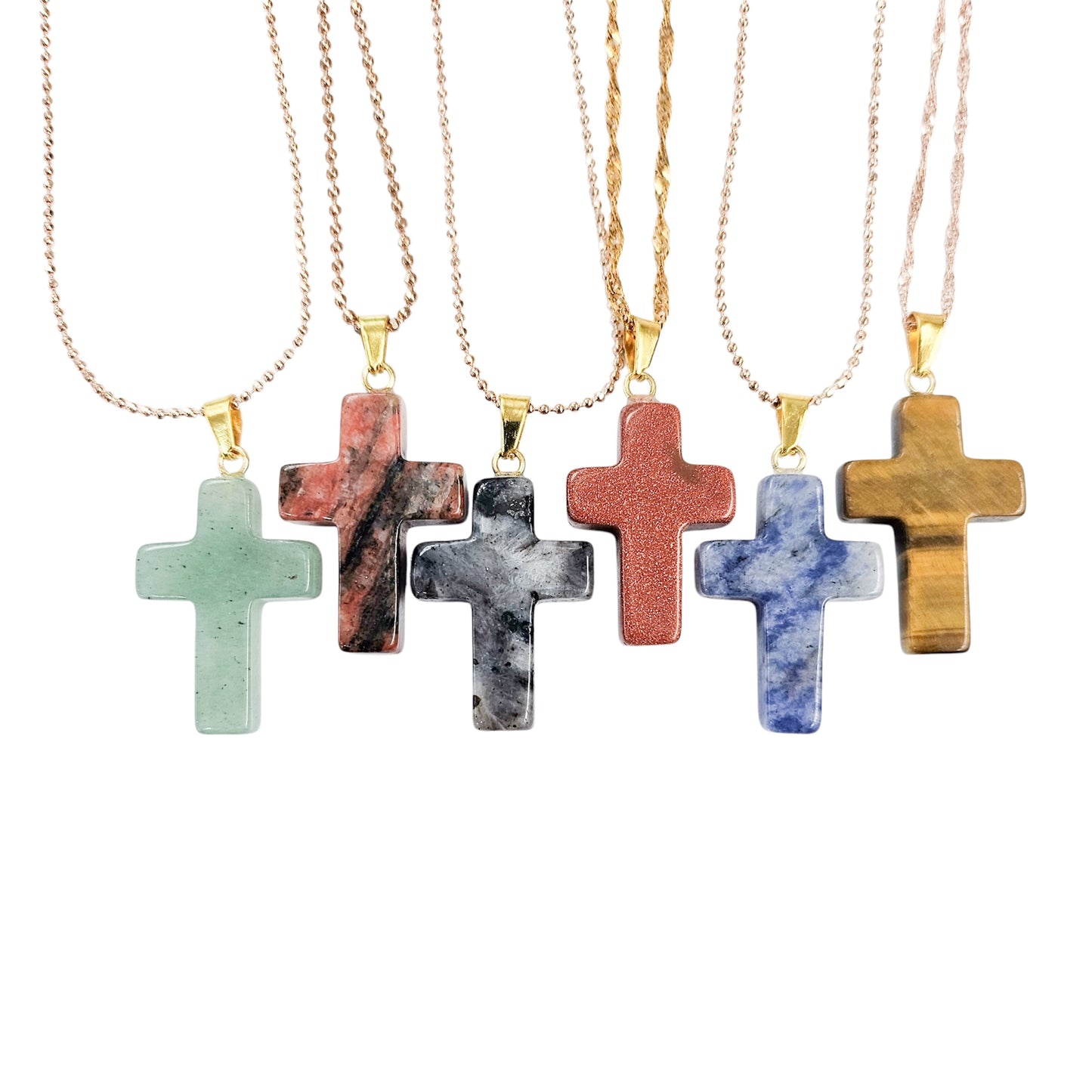 Crystal Cross Necklace in Gold-plated