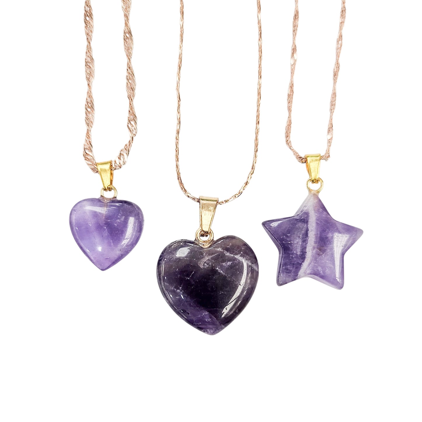 Amethyst Crystal Necklace in Gold-plated