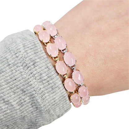 Pink Oval Jade Clasp Bracelet