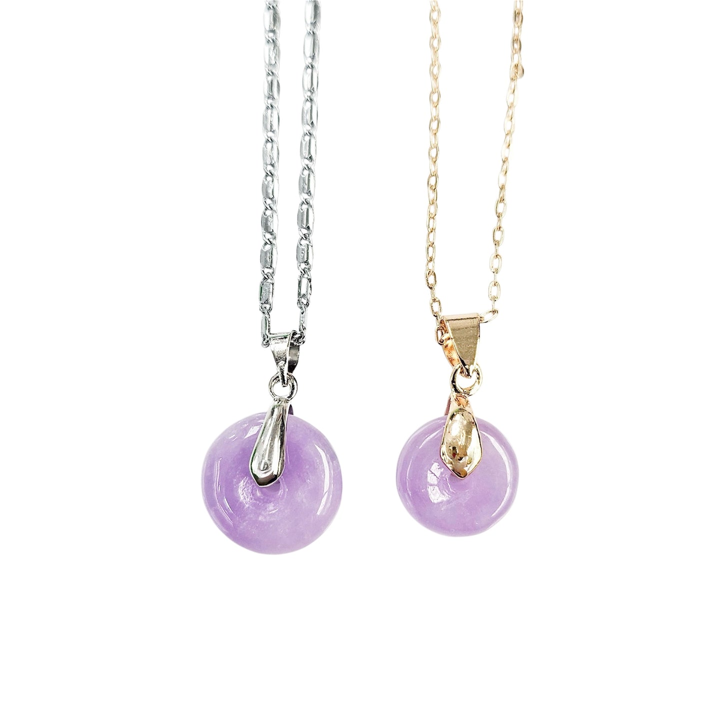 Dainty Purple Jade Donut Necklace