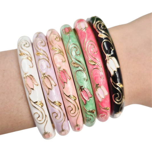 7 mm Tulip Flower Enamel Bangle