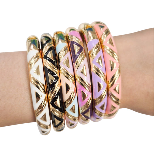 8 mm Triangle Pattern Enamel Bangle