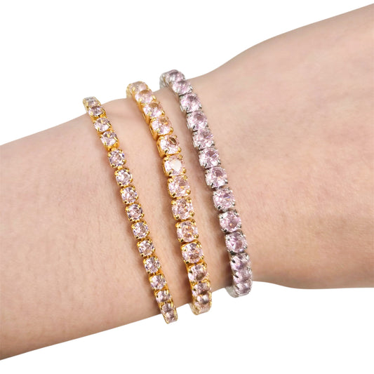 Pink Cubic Zirconia Tennis Bracelet