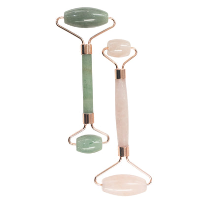 Natural Jade and Rosequartz Stone Roller