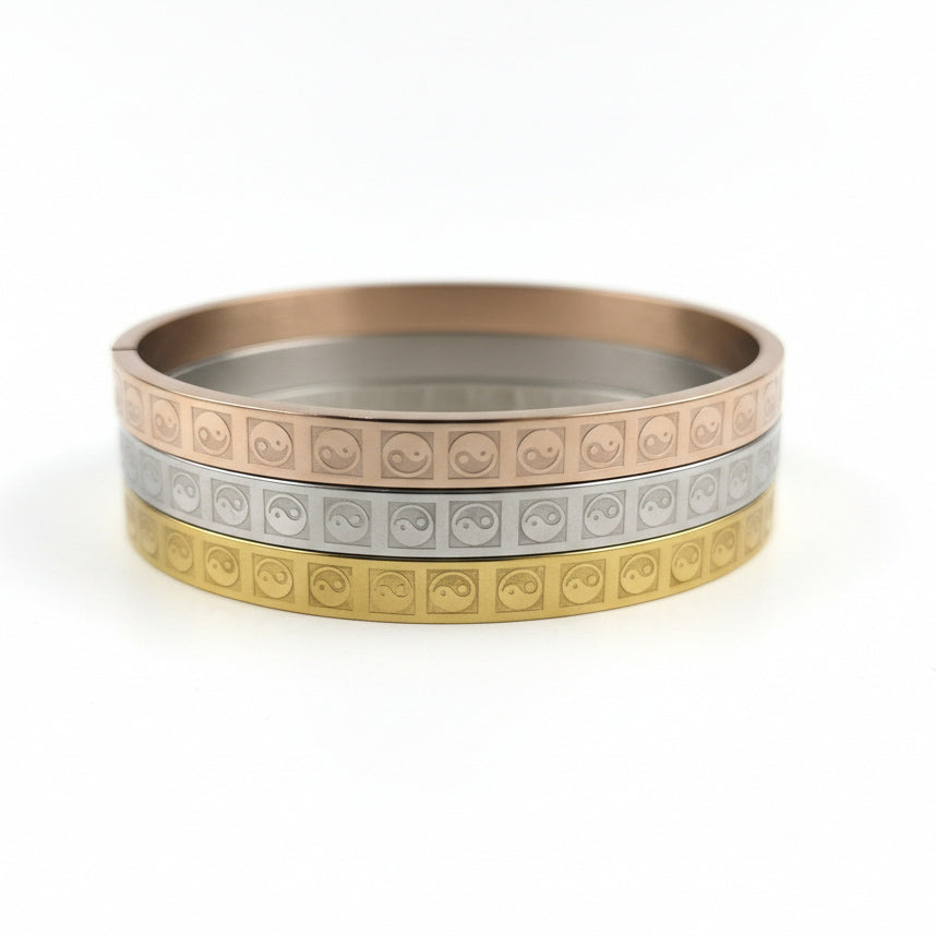 Yin Yang Stainless Steel Bangle