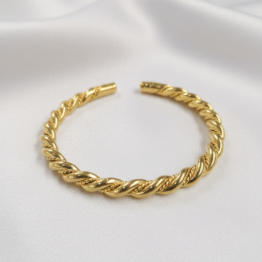 Gold-plated Braided Rope Bangle Cuff
