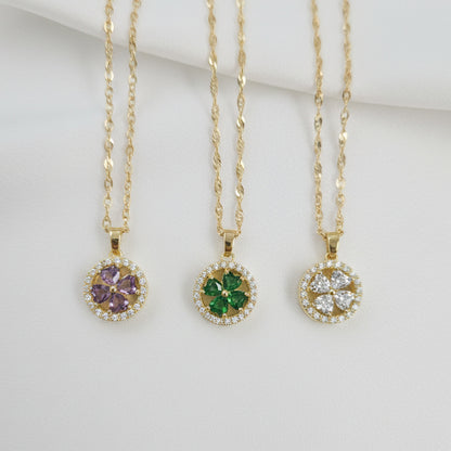 Dainty Clover Circle Fidget Spinner Necklace