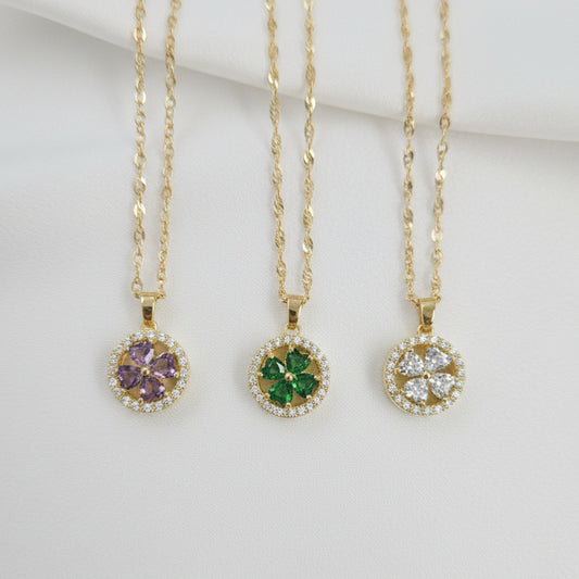 Dainty Clover Circle Fidget Spinner Necklace