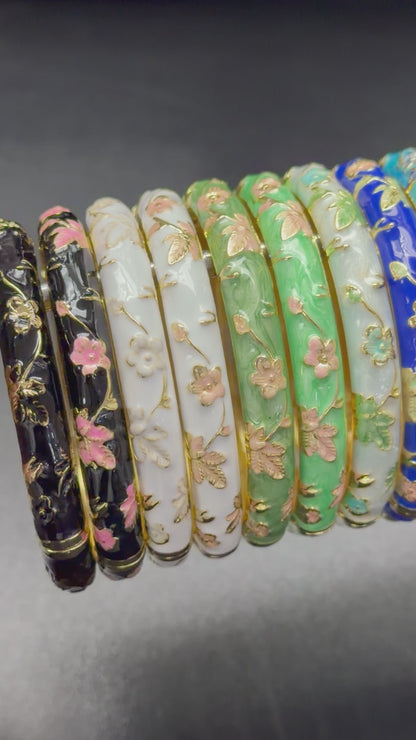 7 mm Flower Enamel Hand-painted Bangle