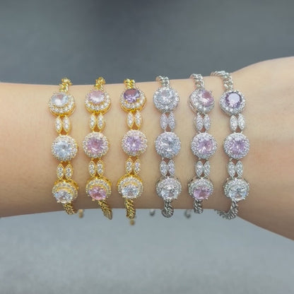 Round Halo Adjustable Bracelet