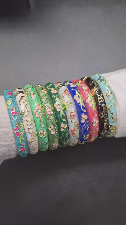 10 mm Floral Motif Enamel Bangle
