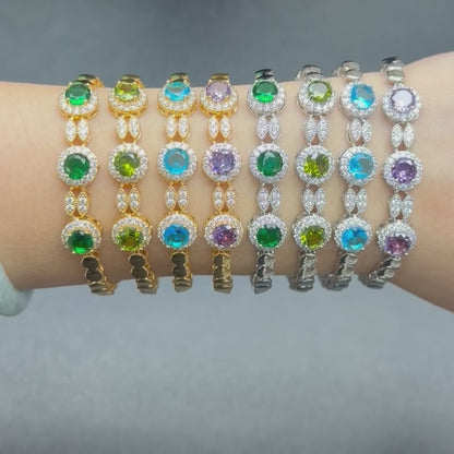 Round Halo Crystal Bracelet