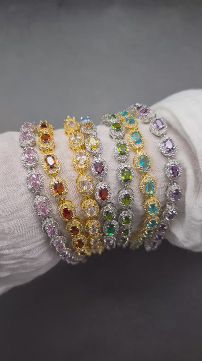 Halo Style Bedazzled Tennis Bracelet