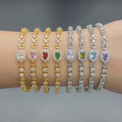 Crystal Oval Gem Bracelet